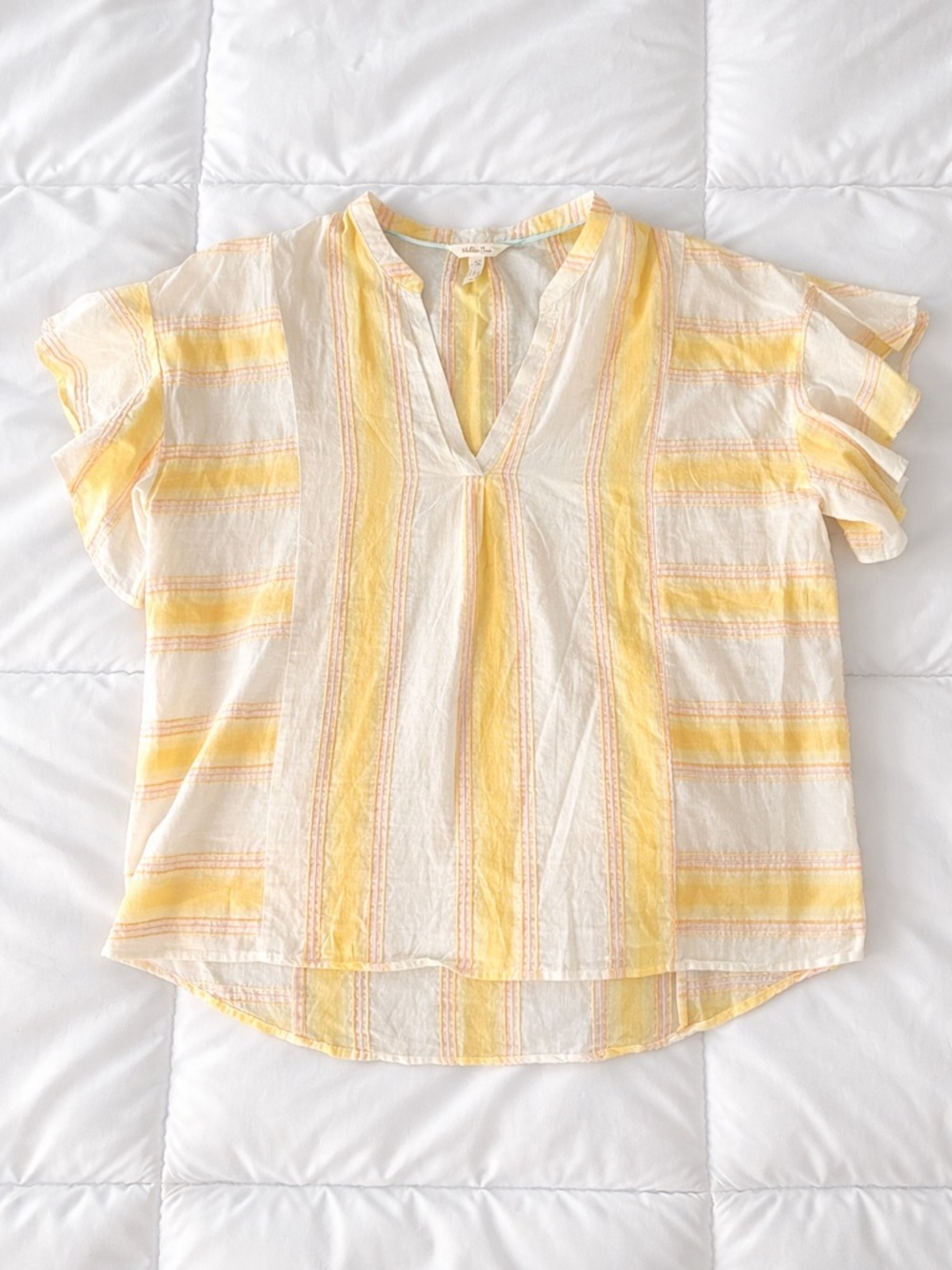 Matilda Jane Cream and Yellow Striped V-Neck Tunic Top